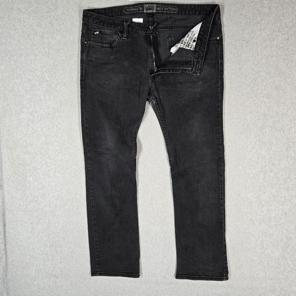 Vans Men Jeans 34X30 Black Denim Grunge 29" Inseam Stretch Skater Straight